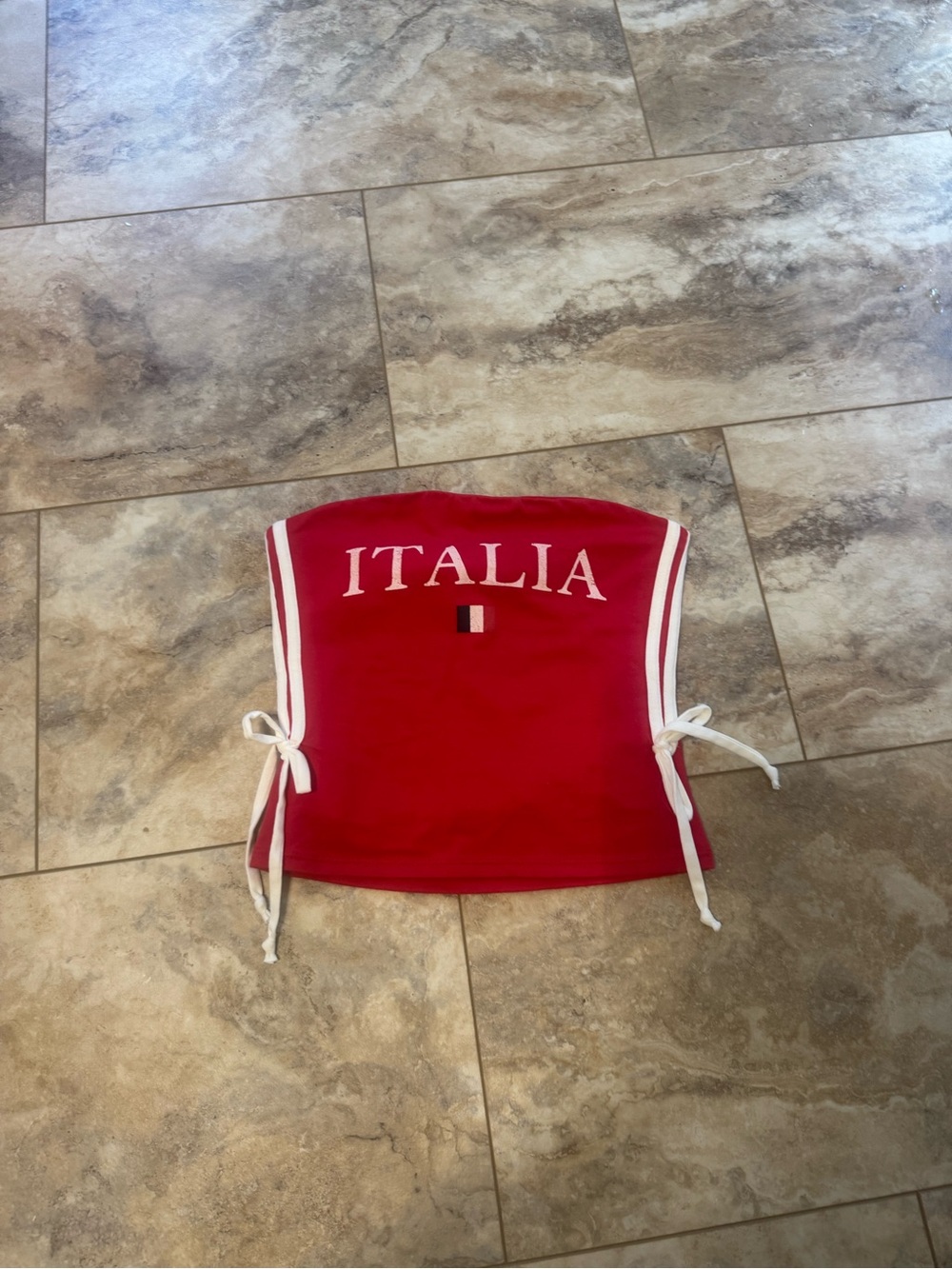 Altar'd State Red Strapless Top with White Trim